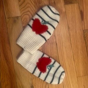 Cozy White and Red Apple Knit Socks